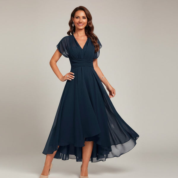 Noelia - Vestido de noche fluido con escote en v