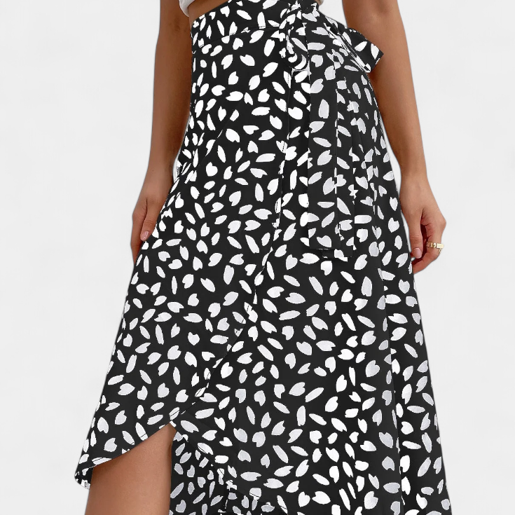 Camila Falda Envolvente Boho con Estampado Asimétrico