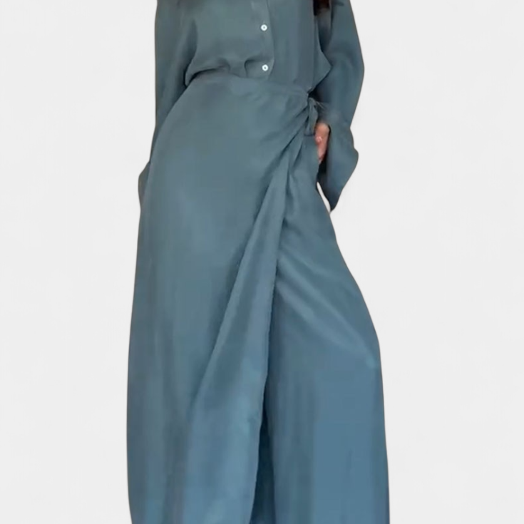 Marisol Conjunto Casual de Camisa Suelta y Pantalón Falda