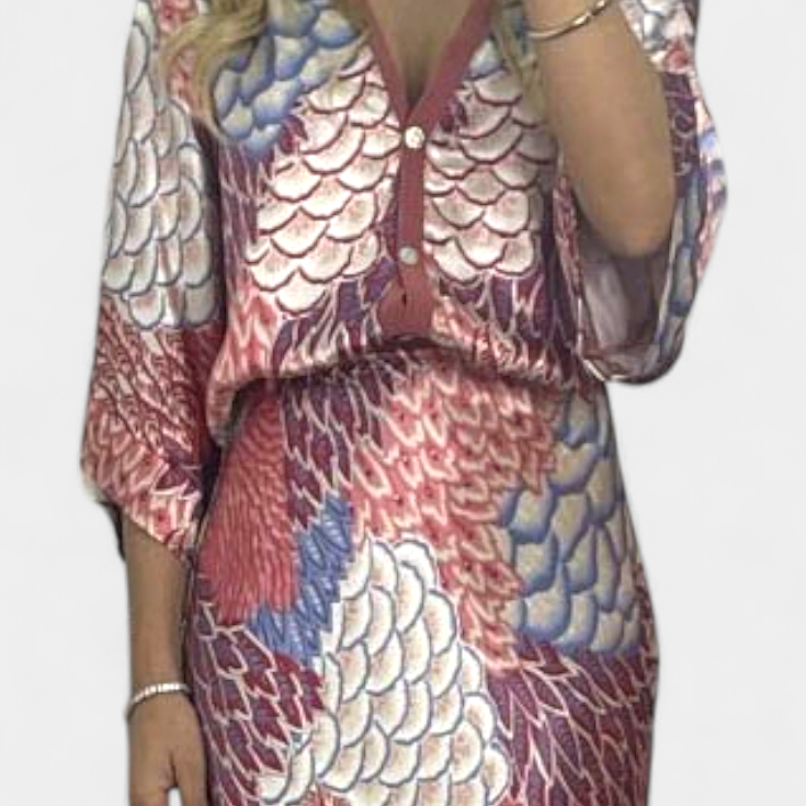 Shae Conjunto Suave de Blusa y Falda de Cola de Pez Floral