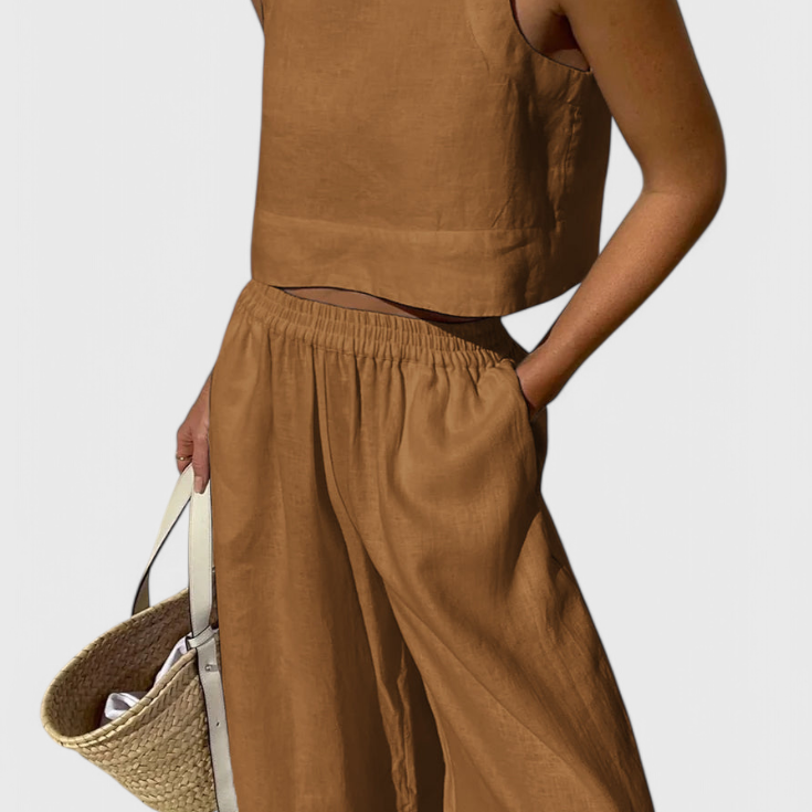 Avelina Conjunto Minimalista en Algodón y Lino Ligero