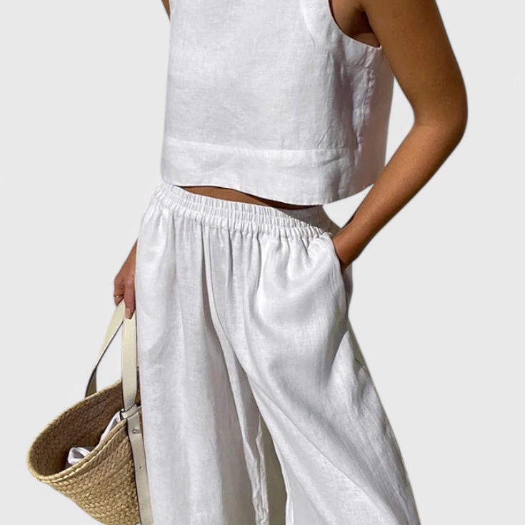 Avelina Conjunto Minimalista en Algodón y Lino Ligero