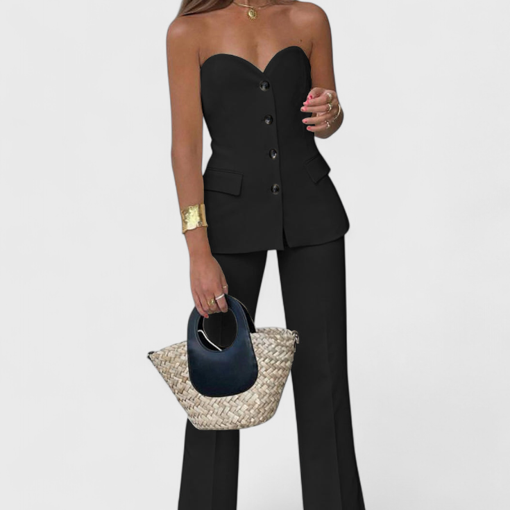 Paesha Conjunto Relajado sin Mangas y Pierna Ancha