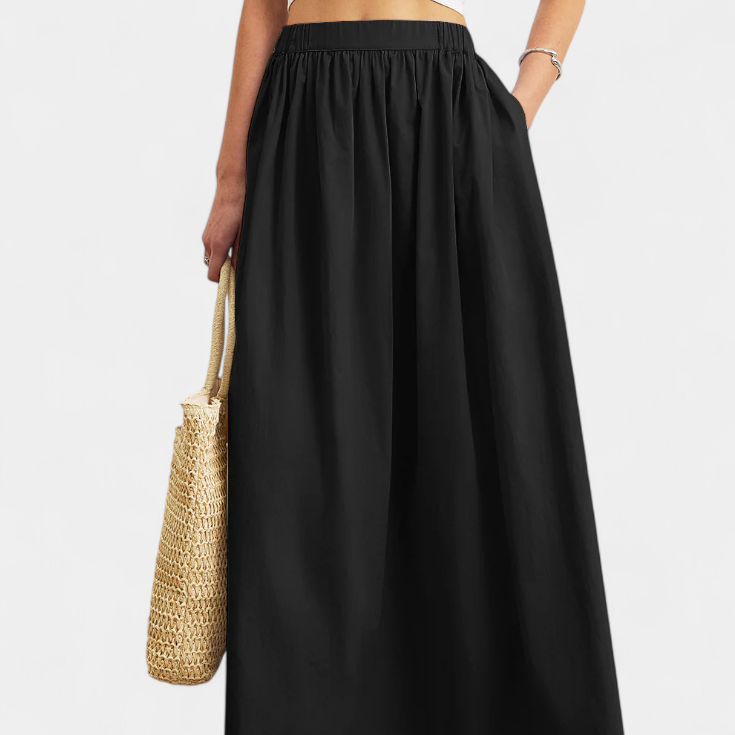 Yora Falda A-Line de Algodón con Cintura Elástica y Bolsillos