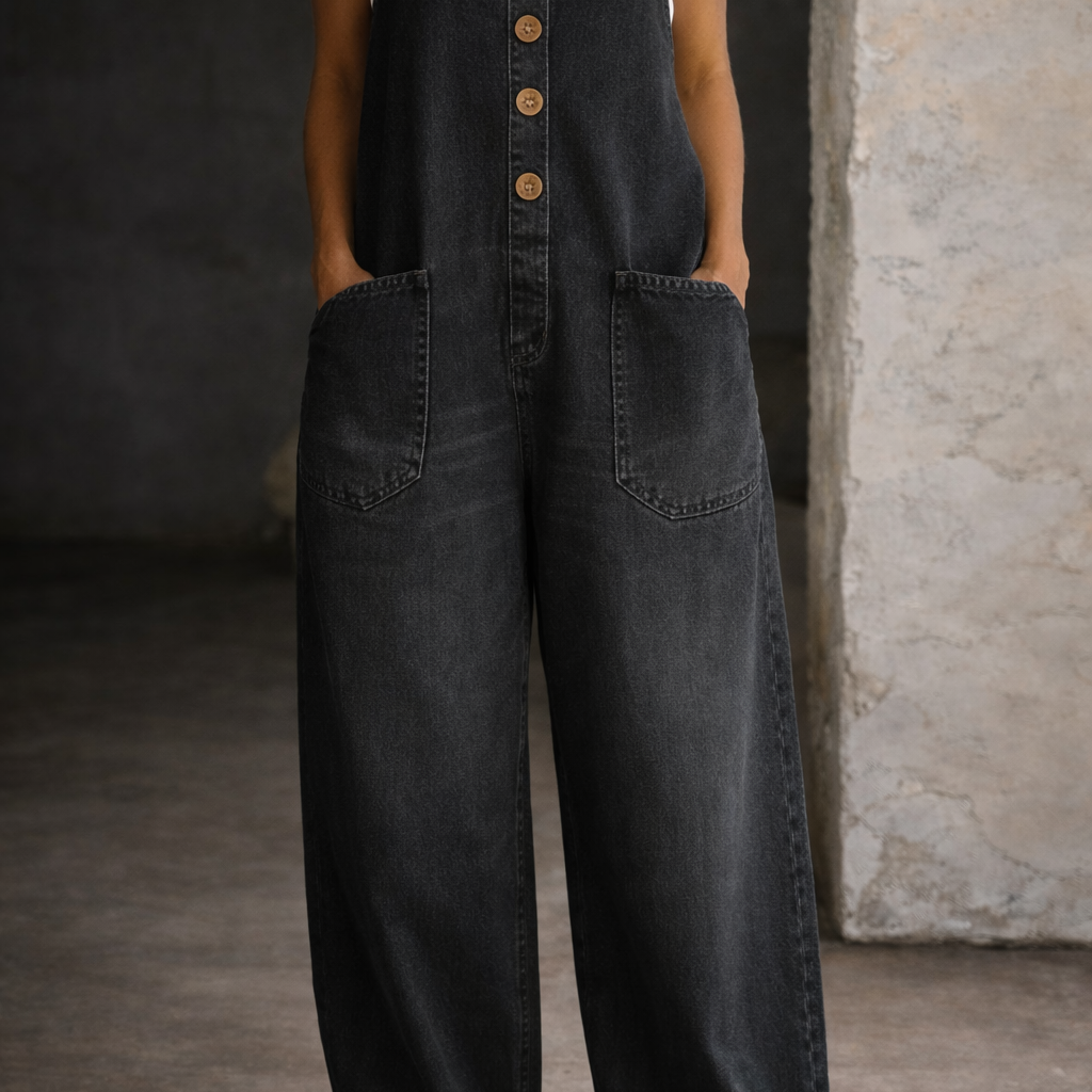 Salome | Peto De Denim De Algodón Con Lavado Vintage