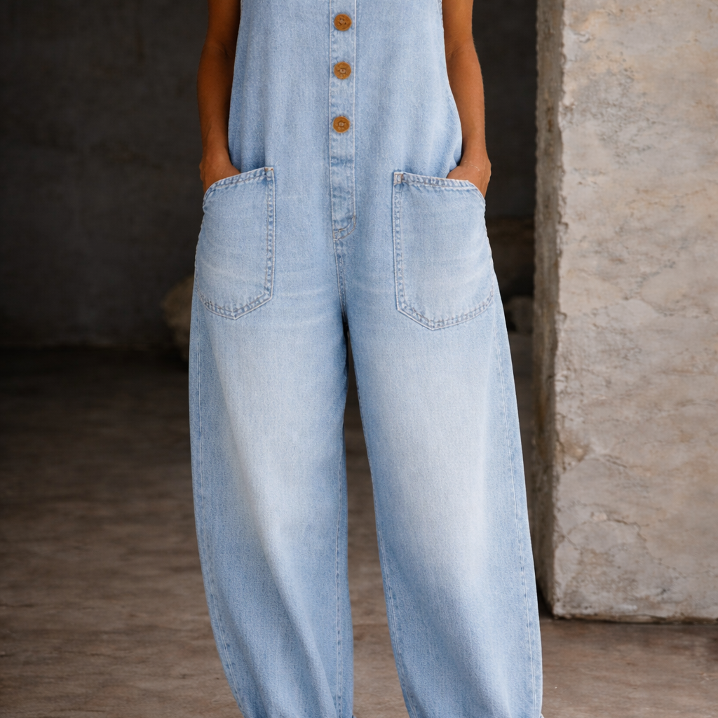 Salome | Peto De Denim De Algodón Con Lavado Vintage