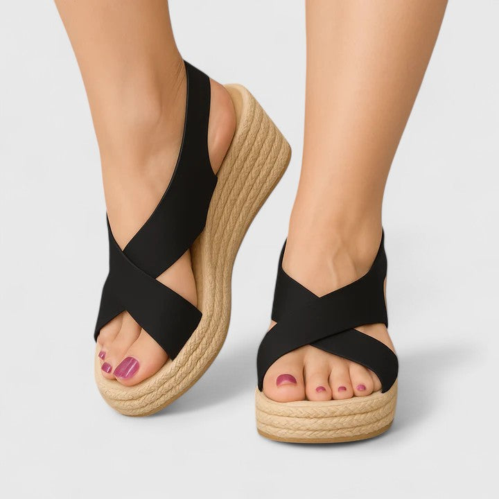 Bellany - Sandalias de cuña cruzadas
