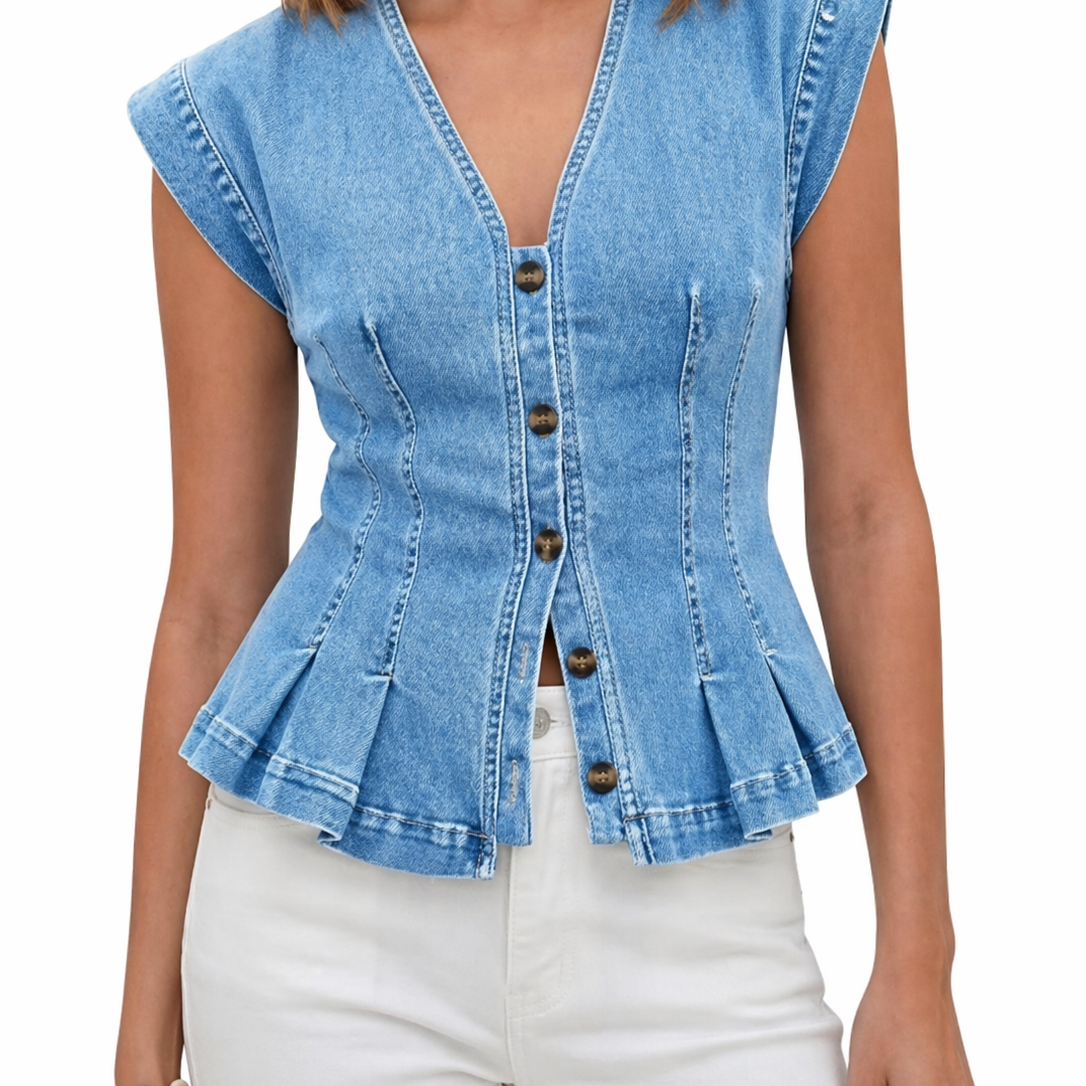Vera | Top de mezclilla con escote en V