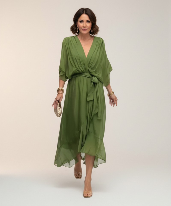 Leticia - Vestido midi con cintura de lazo