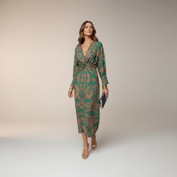Isadora - Vestido Midi Elegante con Estampado de Encanto Atemporal