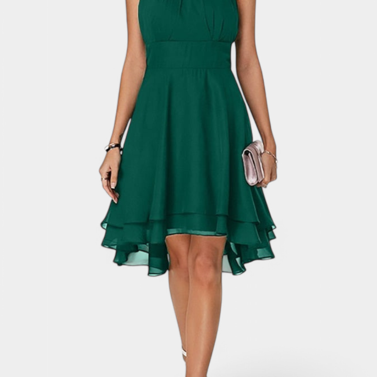 Anouk Vestido de Gasa con Volantes y Silueta Entallada