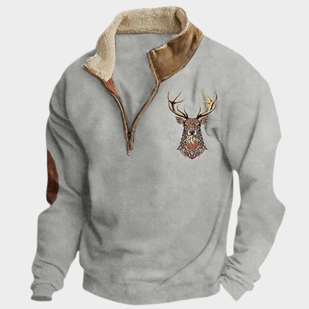 Christos™ | Sudadera de Invierno con Forro Polar y Diseño de Ciervo