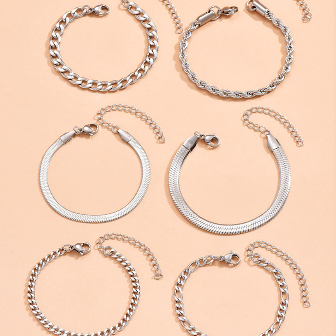 Conjunto de Pulseras de Cadena Cubana de 6 Piezas