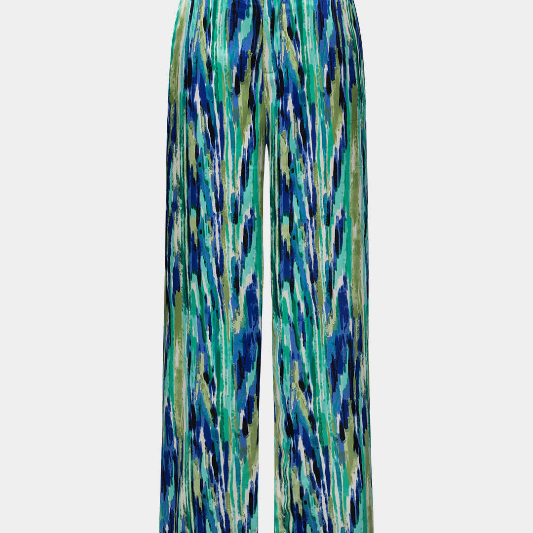 Inna Pantalones Rectos de Cintura Alta con Estampado de Mármol