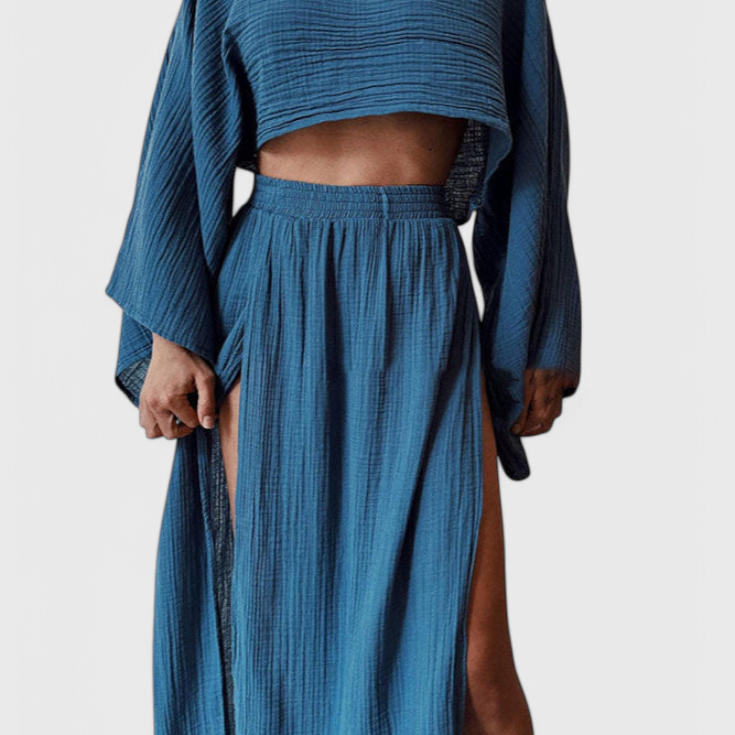 Martha Conjunto de Dos Piezas con Falda de Abertura Alta