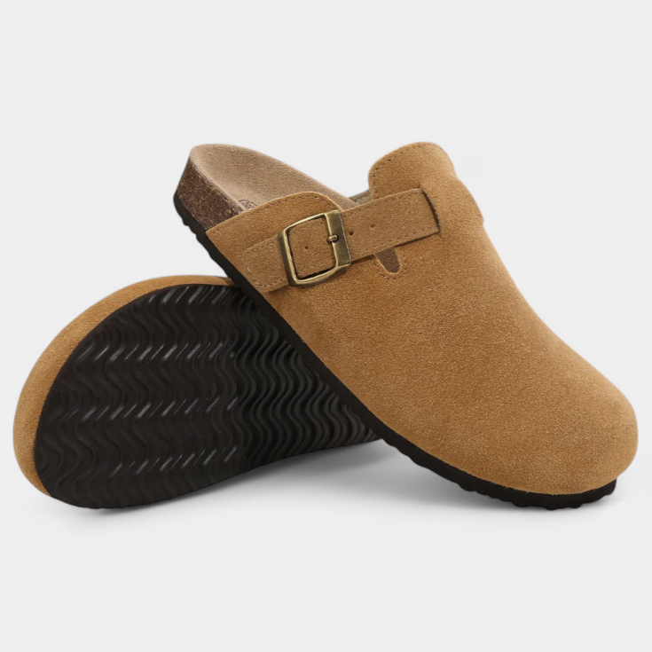 Aubree Zuecos Unisex de Gamuza con Hebilla Ajustable