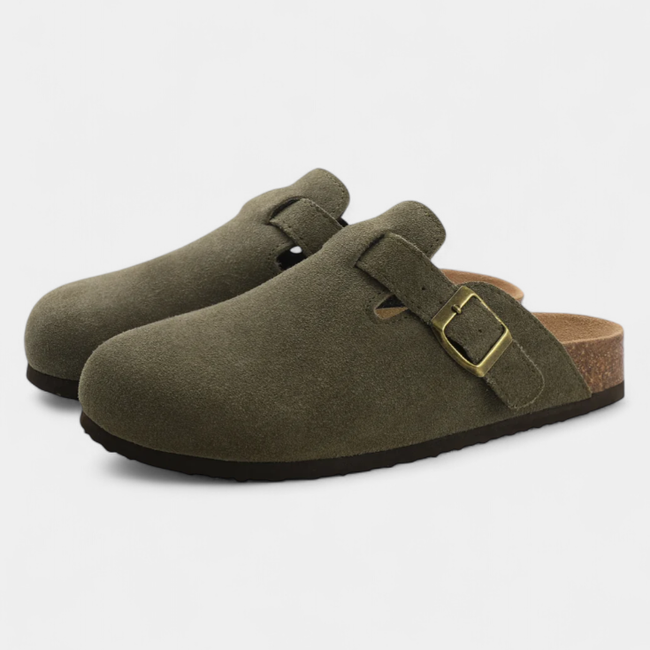 Aubree Zuecos Unisex de Gamuza con Hebilla Ajustable