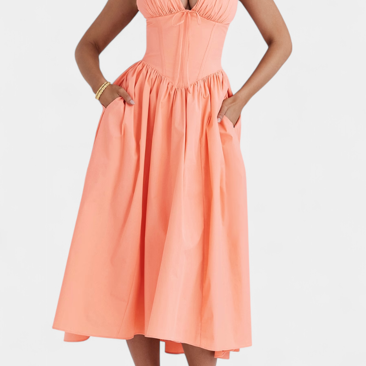 Margie Vestido Midi de Escote en V y Estampado Floral Romántico