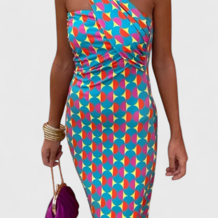 Julissa Vestido Maxi de Noche con Hombros Inclinados