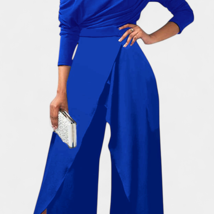 Brina Mono Largo Tie Dye con Hombros Descubiertos y Pierna Ancha con Abertura