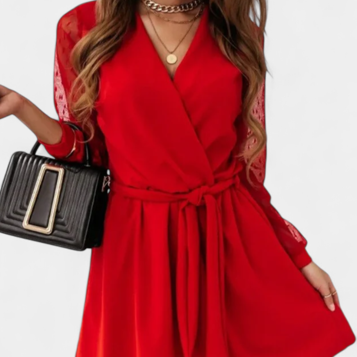 Calandra Vestido Mini Elegante con Escote Sofisticado y Silueta Favorecedora