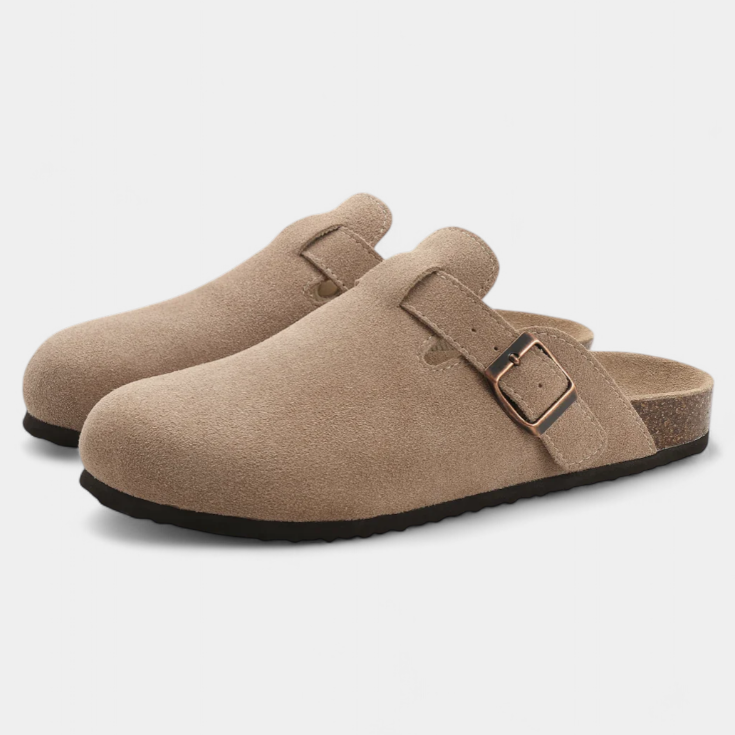 Aubree Zuecos Unisex de Gamuza con Hebilla Ajustable