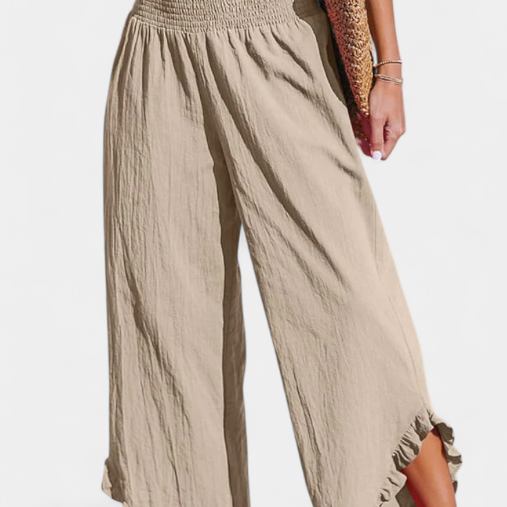 Justina Pantalón Palazzo con Volantes y Talle Alto